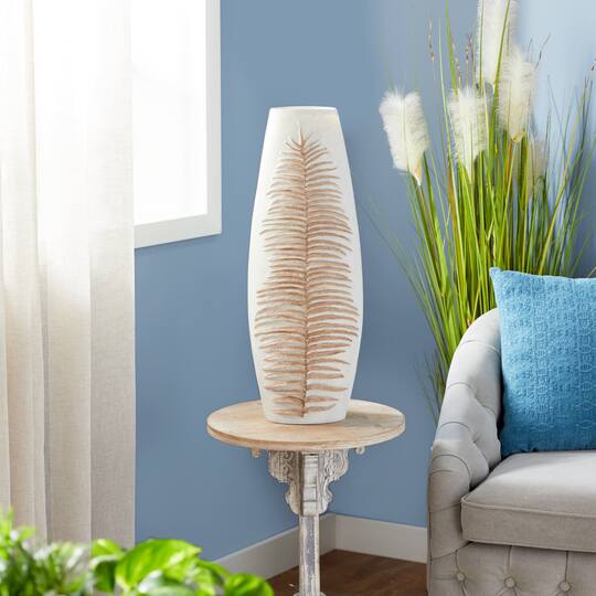 White Polystone Boho Style Vase, 25" x 9" x 8"